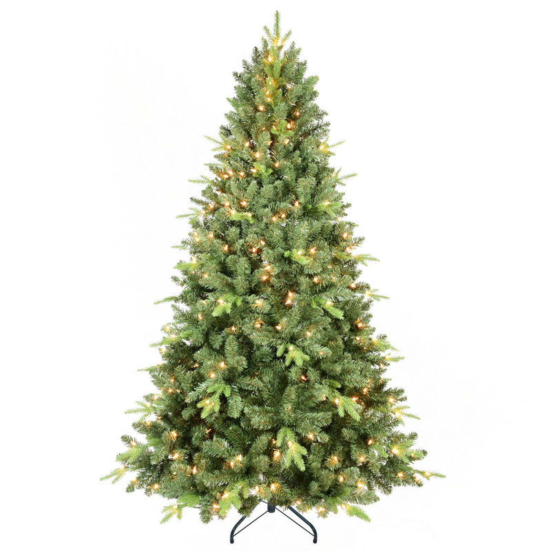 Classic Pre-Lit Hinged Christmas Tree With UL Warm White Lights & Sturdy Metal Stand, 4'