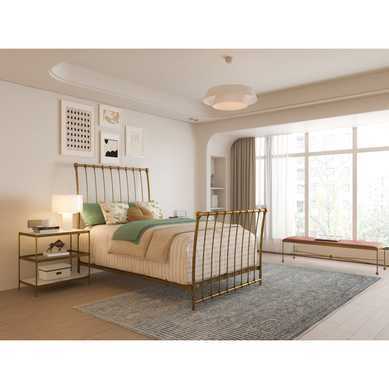 142 Altro Bed | Complete Sleigh, Full, Burnished Gold