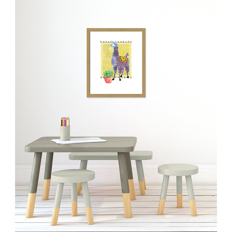 « jolie llama ii », art sur toile, H 26,5 po x l 22,5 po x P 0,625 po, Cadre en chêne