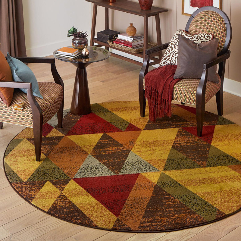 Cafe Geometric Indoor Rug, Round 7'