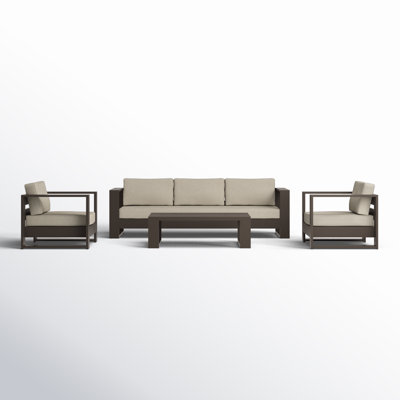 Hoyt Outdoor Aluminum Conversation Set with Coffee Table