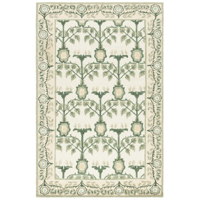 Earthly Treasures 215 Hand Tufted Wool/Cotton/Viscose Floral Rug in Ivory/Sage