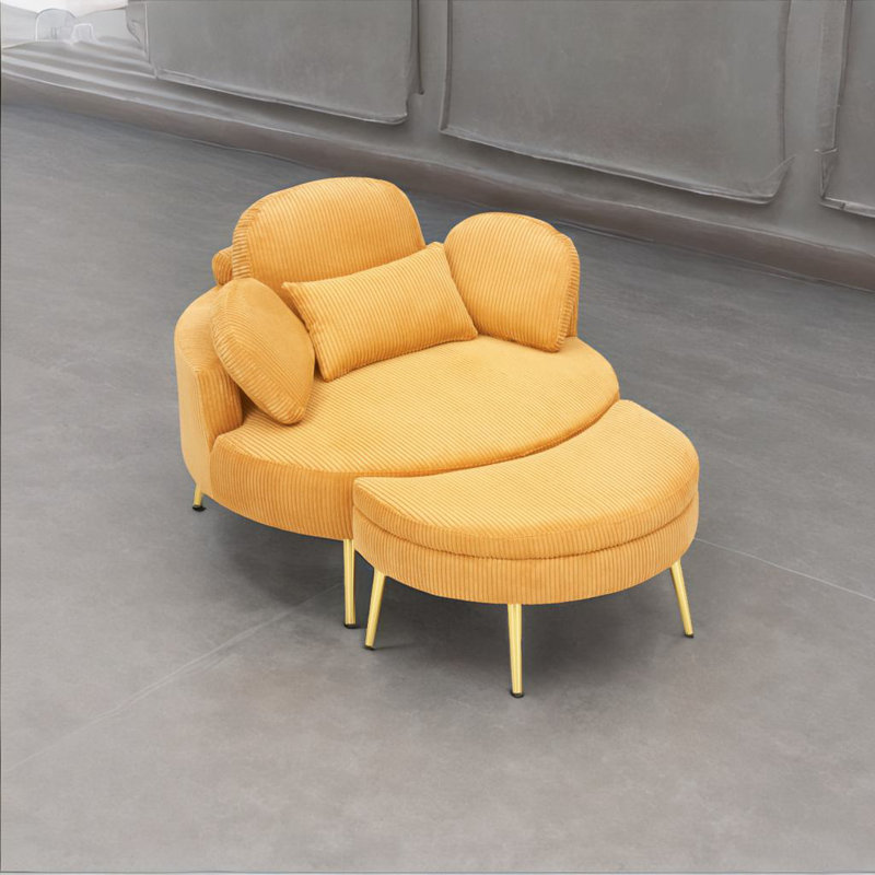 Round Corduroy Sofa, Yellow