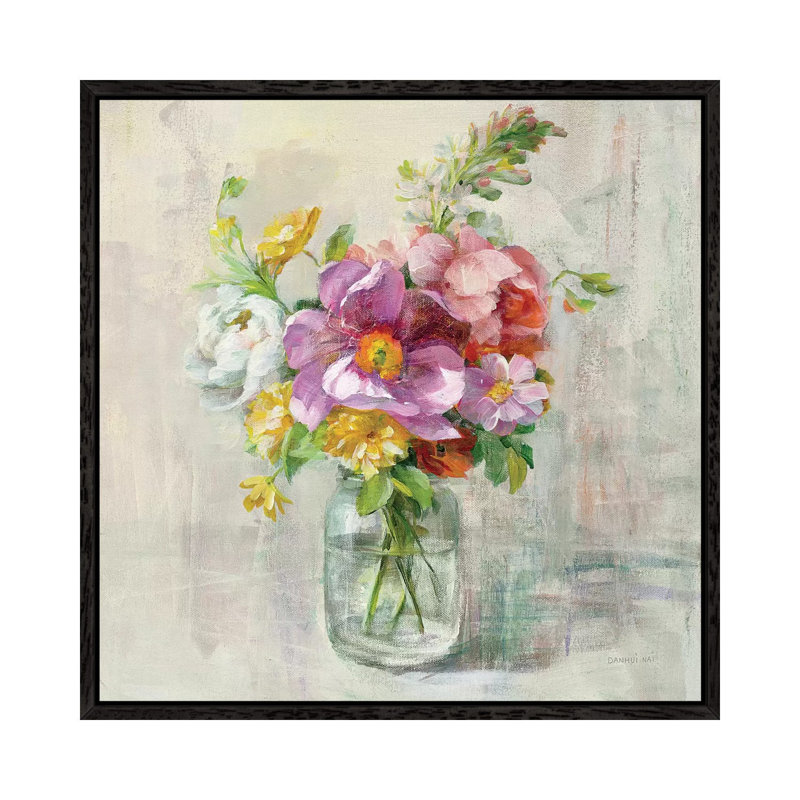 Summer Treasures II by Danhui Nai - Painting on Canvas, 45.72 cm H x 45.72 cm W, Black Framed