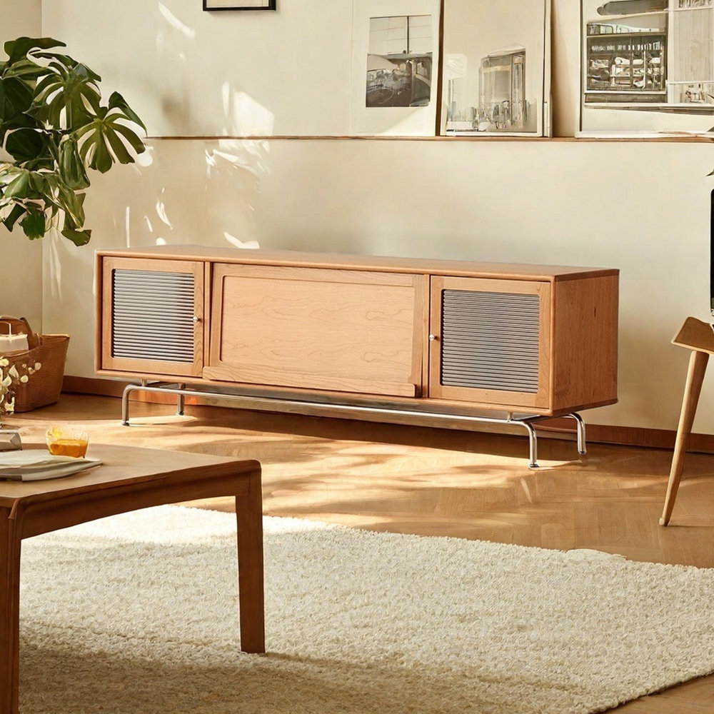 Tv Slide Rails ComfyFurnituress Solid Wood TV Stand with Smooth Sliding Rails ...
