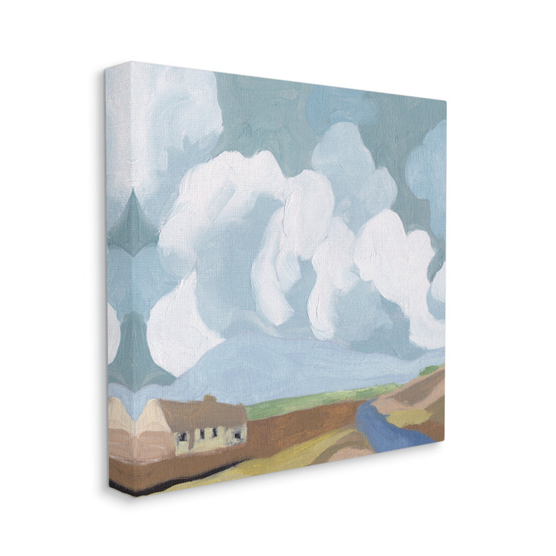 Pittoresque maison de campagne avec ciel nuageux abstrait, Toile tendue, H 30 po x l 30 po