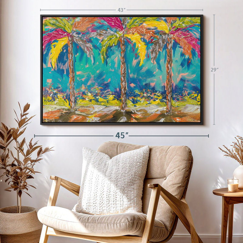 "Palmiers tropicaux d'été", H 29 po x l 43 po