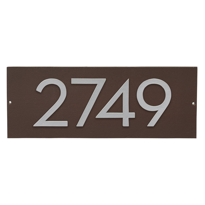 Floating Modern 4" Number Horizontal Address Plaque (4 Digits), Roman Bronze, White, Yes