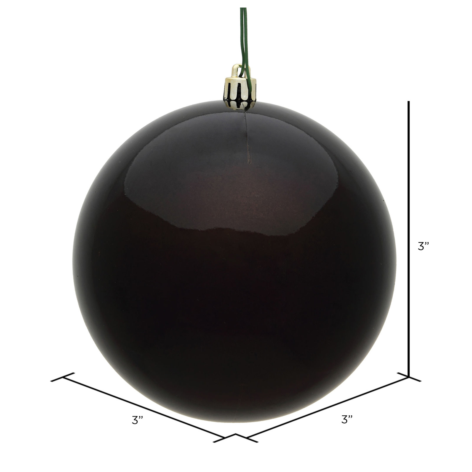 Holiday Décor Ball Ornament, 3" H x 3" W x 3" D, Chocolate