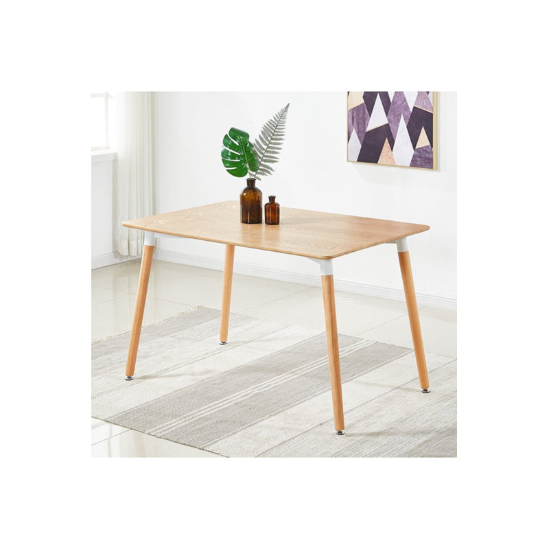 Sylas 4 Person Dining set - a Rectangular Plastic Dining Table with Wooden Legs and a Set of 4 Quilted Velvet Dining Chairs for Dining Room - Modern Dining Table Set