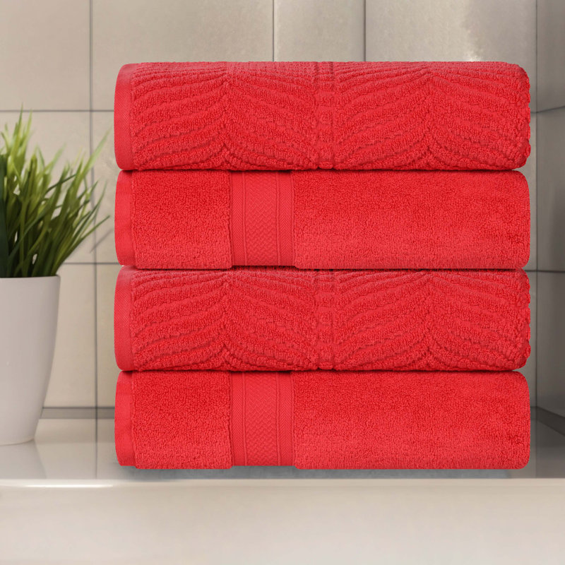 Serviette de bain en coton Orelia, Rouge