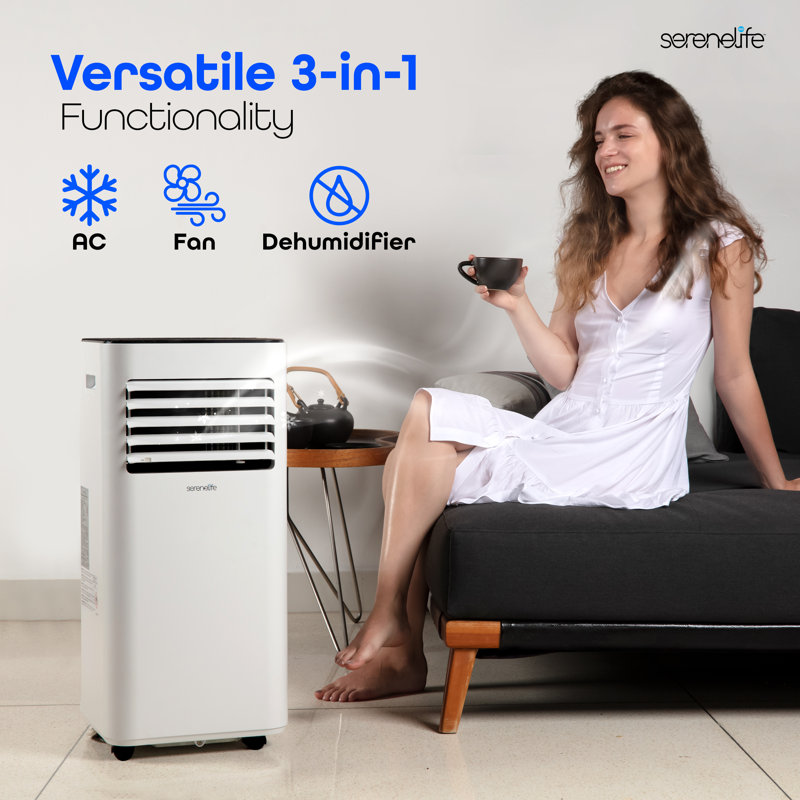 8000 BTU White Portable Air Conditioner with Remote Control