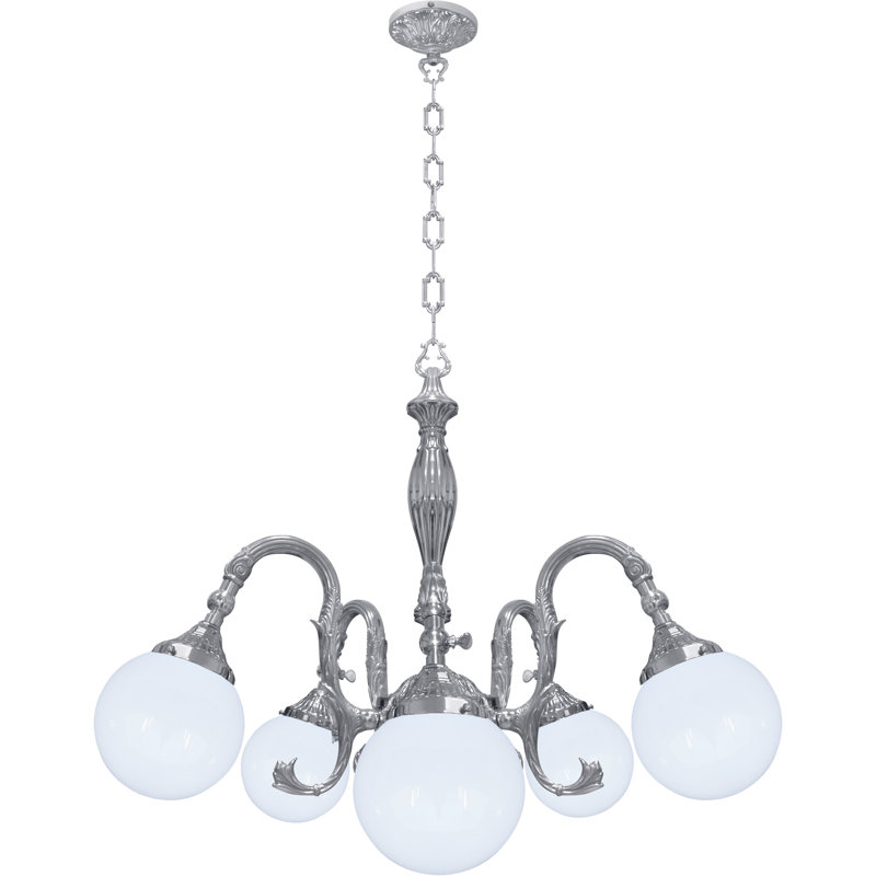 Frakes 5 - Light Candle Style LED Chandelier, Bright Chrome