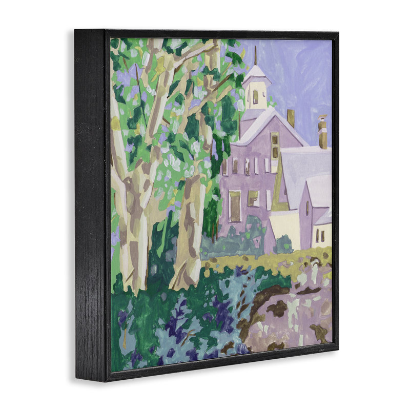 «Town Church Through Trees», art de la giclée par Melissa Wang, Giclée encadrée noir minuit, H 12 po x l 12 po