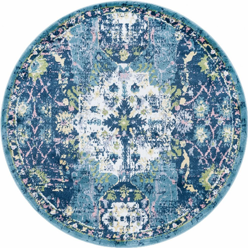 Tapis contemporain Endel couleur bord de lac, Rond 5 pi