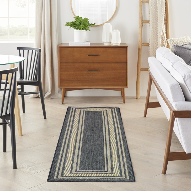 Horizon Indoor/Outdoor Modern Rug, Runner 2'2" x 8', Charcoal