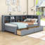 Lit de jour en bois avec ports de chargement USB, tiroirs et tablettes de rangement-342125227-342125226