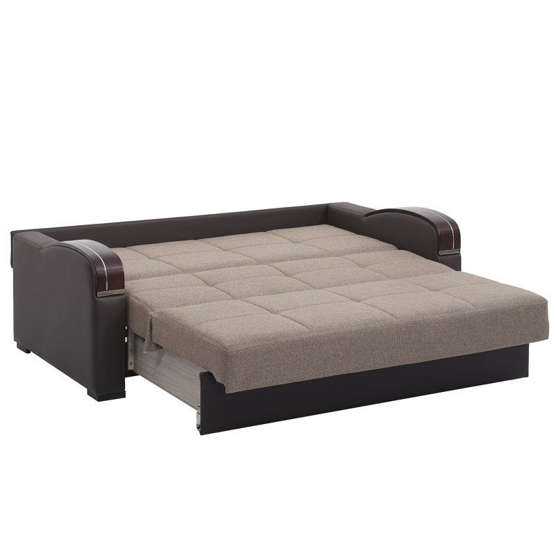 Northerly 74.4 in. Fabric Upholstered 3-Seater Twin 3-in-1 Sleeper Sofa Bed with Storage, Brown Chenille