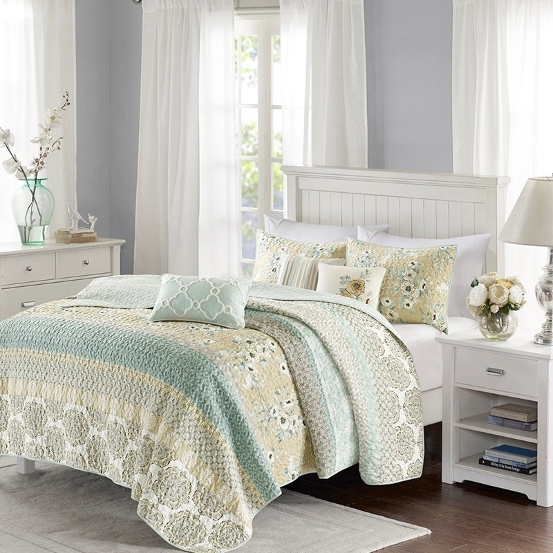 6 pièces de courtepointe en coton très grand / très grand avec 3 coussins pour une chambre de style chalet
