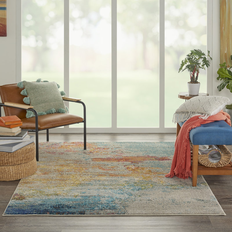 Tapis arc-en-ciel moderne Enoch, Rectangle 5 pi 3 po x 7 pi 3 po
