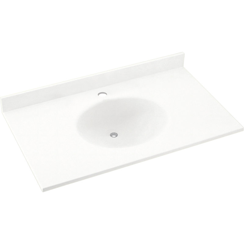 Plateau de meuble-lavabo simple 31 po Ellipse, Blanc Tahiti