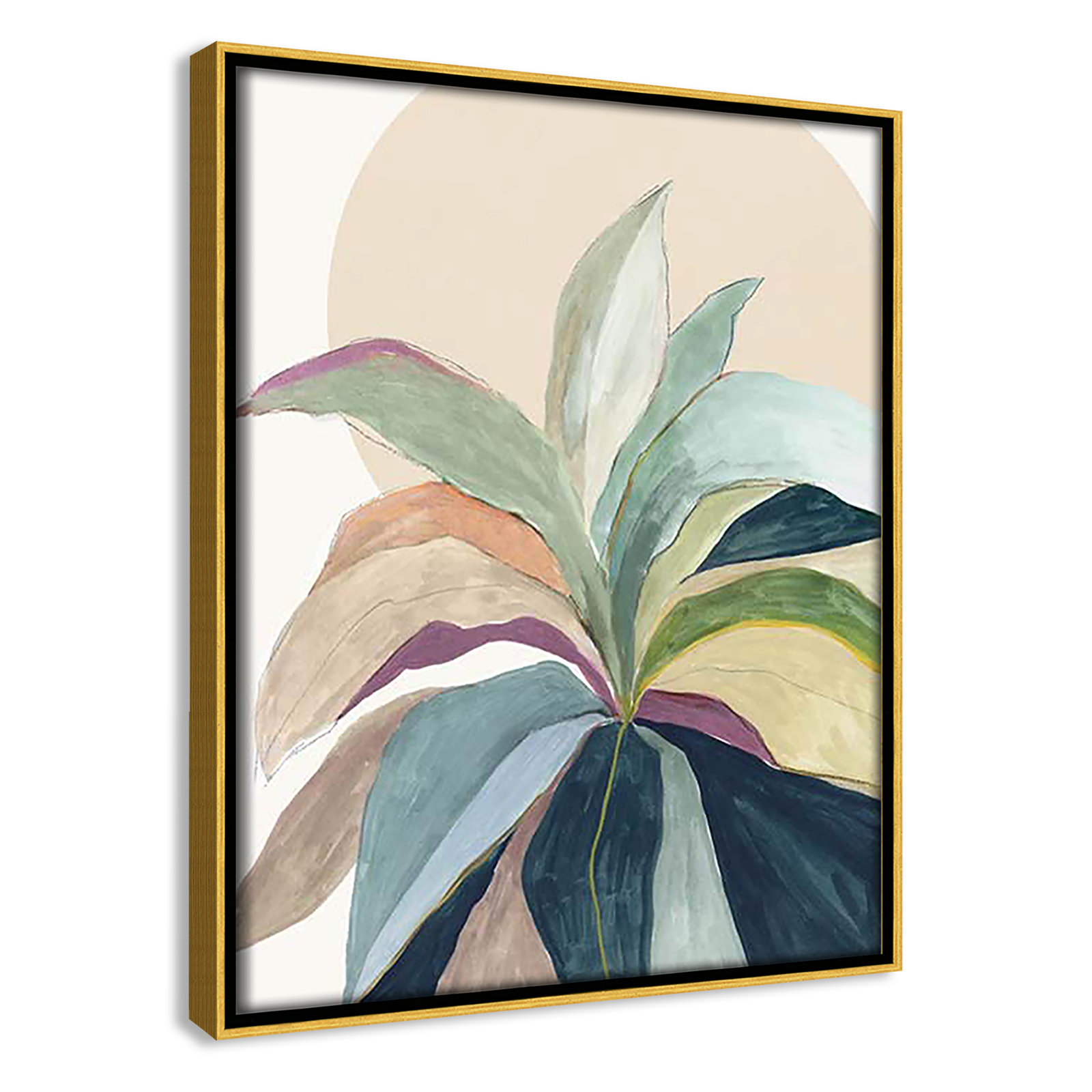 Byer "Sunny Bright Leaves II" Print by Asia Jensen, No Mat, Gold Floater Framed, 11.5" H x 9.5" W x 2" D