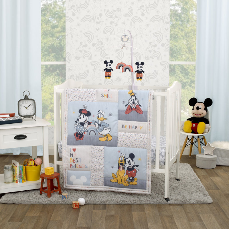 Mickey and Friends 3 Piece Crib Bedding Set