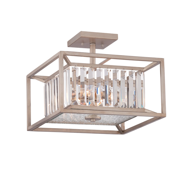 Syracuse Glass Semi Flush Mount, Aged Platinum