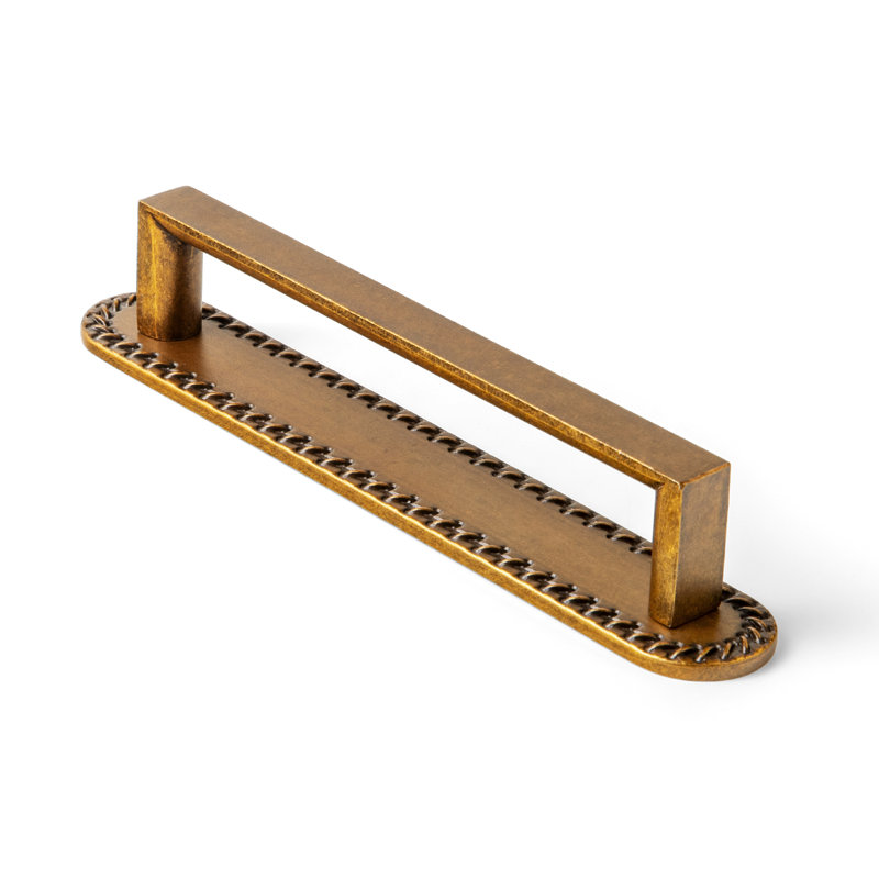 Poignée de bar classique avec contre-plaque (G016), 5", Laiton antique