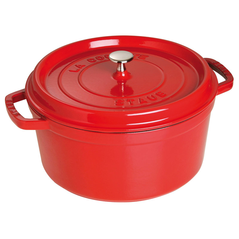 La Cocotte Cast Iron Round Cocotte, Cherry, 5.5 quarts