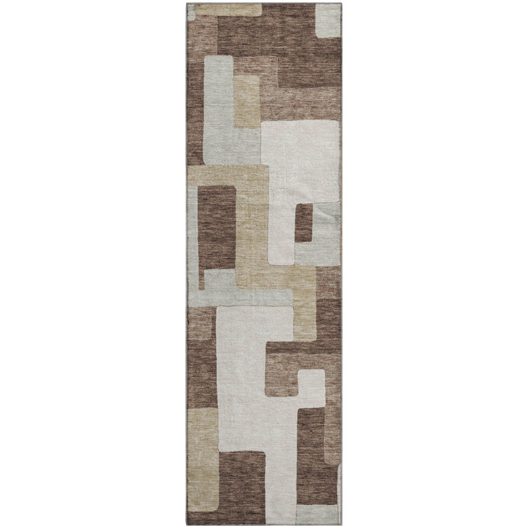 Premium Machine Washable Prisco Brown Rug