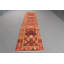 Tapis de couloir vintage turc Herki en laine neutre avec des touches d'orange pour les escaliers et les couloirs