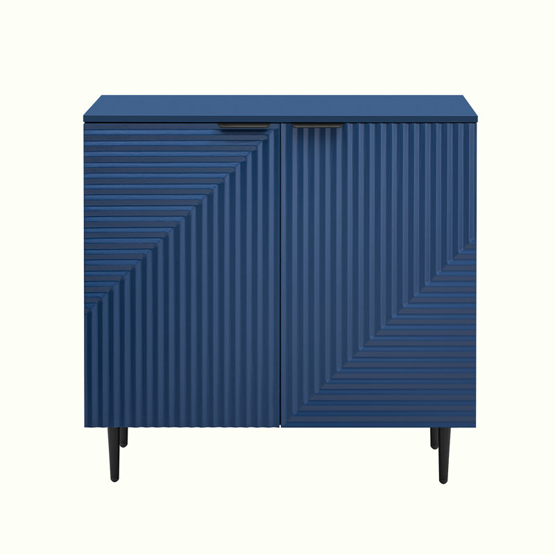 35"L  Console Table with Adjustable Shelves, Navy Blue