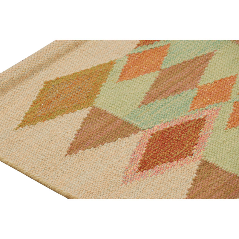 Scandinavian Hand Knotted Wool Geometric Area Rug, Rectangle 12' x 16'