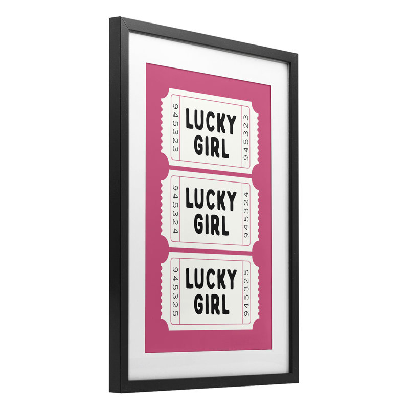 Reproduction sous-verre encadrée de porte-billets Lucky Girl, H 23 po x l 17 po, Cadre noir minuit