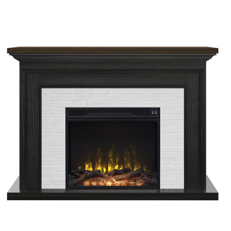 Ellington Circle 47.38'' W Electric Fireplace & Mantel Package with 4600 BTU, Black