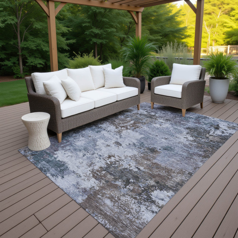 Machine Washable Indoor/Outdoor Palua ACN2363 Abstract Rug, Rectangle 8' x 10'