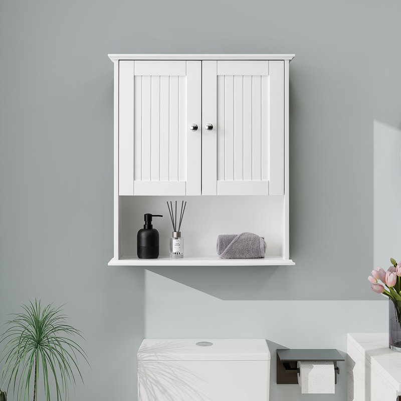26 in. W x 30 in. H Wall Bathroom Cabinet Over The Toilet Storage, White