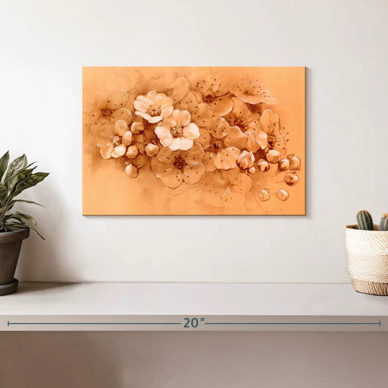 Harnek fleurs de printemps pastel orange, H 8 po x l 12 po