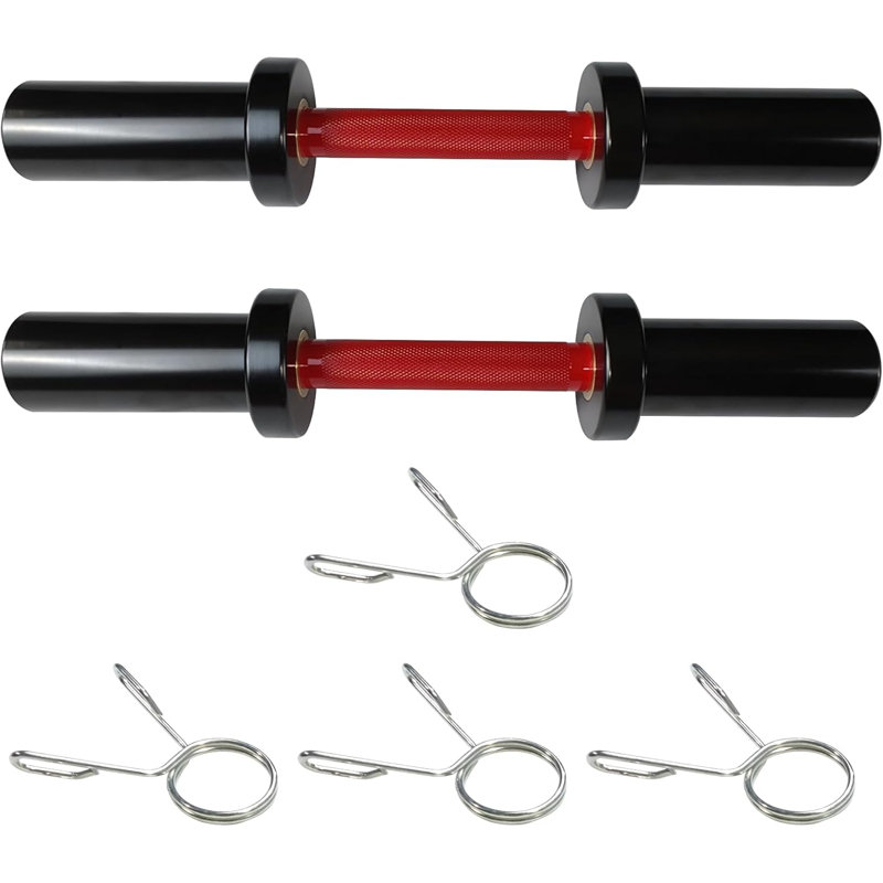 Aptliton Dumbbell Bar Handles, 2-Pack 16" Solid Steel Bars with Spring Collars, Fits 2" Olympic Plates