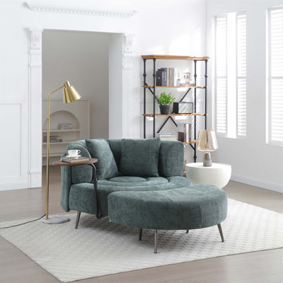 Très grand ensemble de fauteuils demi-tonneau rond avec repose-pieds, idéal pour les réunions de famille et se détendre dans le salon