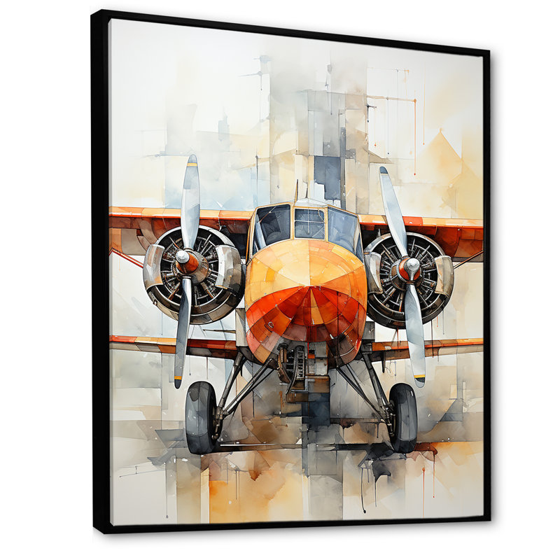 Portrait d'un avion sur toile, H 20 po x l 12 po x P 1 po, Cadre flottant noir