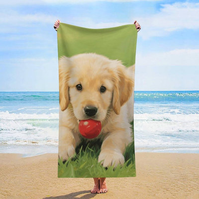 Quick Dry Microfiber Cute Dog Beach Towel, 50 x 60 in
