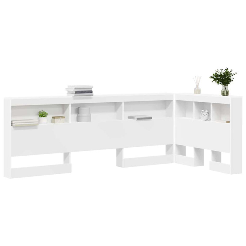  Storage Headboard With Shelf Engineered Wood, White