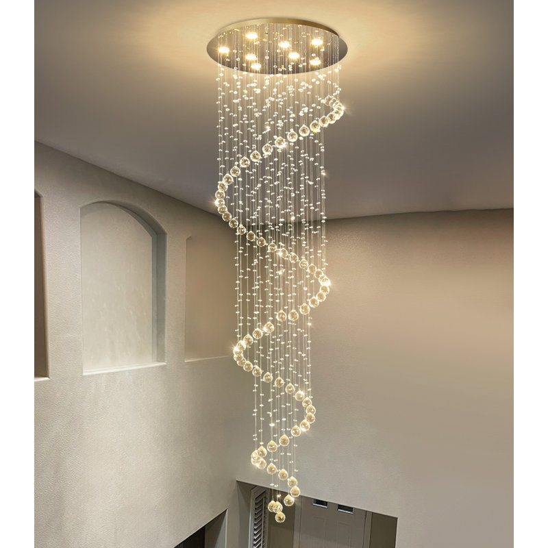 Lustre moderne en cristal à intensité variable, Doré