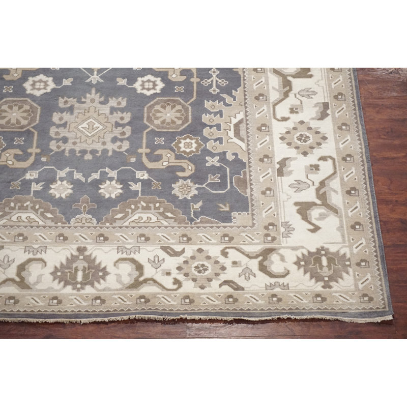 Tapis gris / bleu 9X12 Oushak