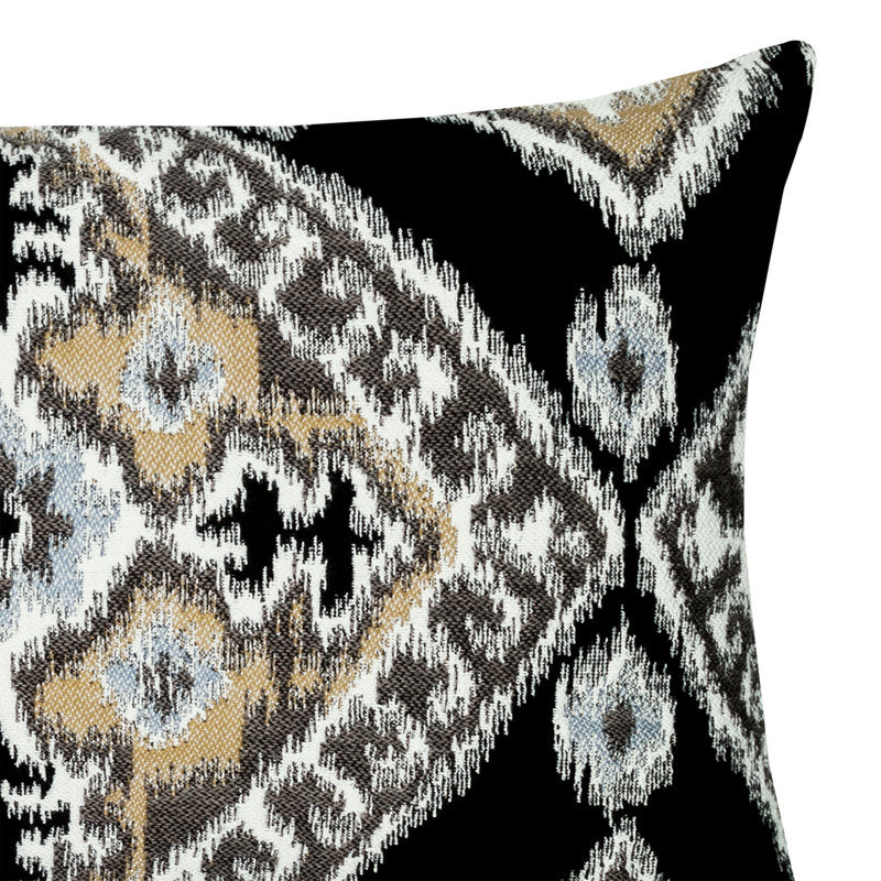 Ikat Diamond Outdoor Rectangular Pillow Cover & Insert, Onyx