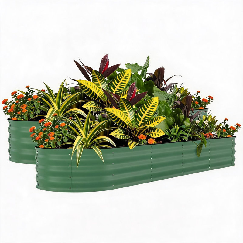 Ensemble de 2 lits de jardin surélevés galvanisés - boîte à fleurs de 8 x 2 x 1,5 pi pour légumes, fleurs, boîte de jardin résistante à la rouille, lits surélevés faciles à assembler, jardinières durables pour plantes d'extérieur, vert