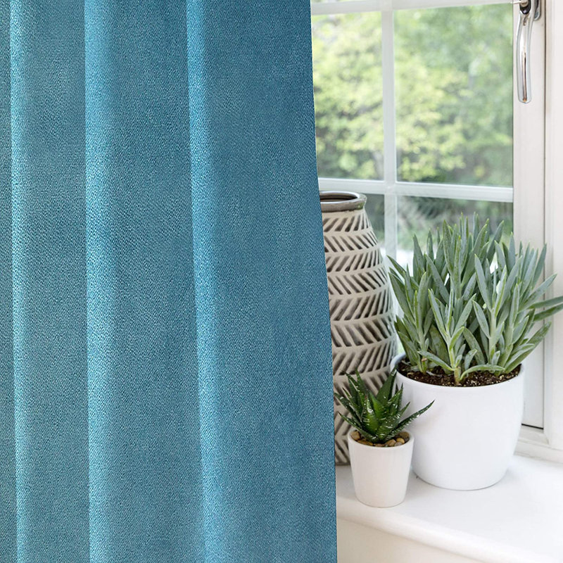 Delavega Blackout Curtains / Drapes Pair, Width 228 x Drop 137cm, Turquoise