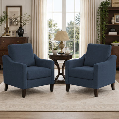 Ensemble de 2 fauteuils rembourrés avec pieds en bois massif